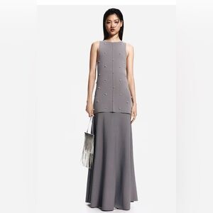 Elegant Gray Women's Skirt & Top